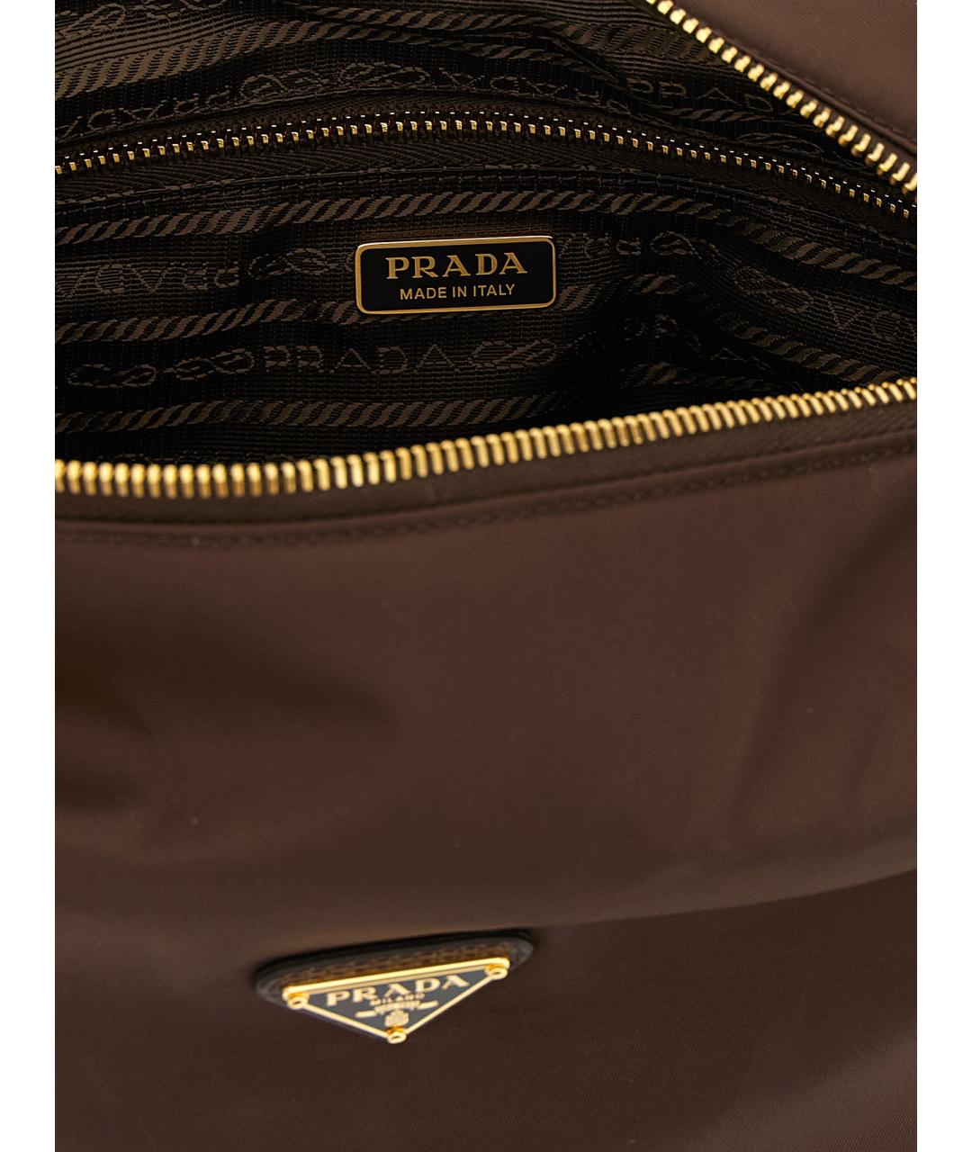 PRADA Коричневая нейлоновая сумка через плечо, фото 4