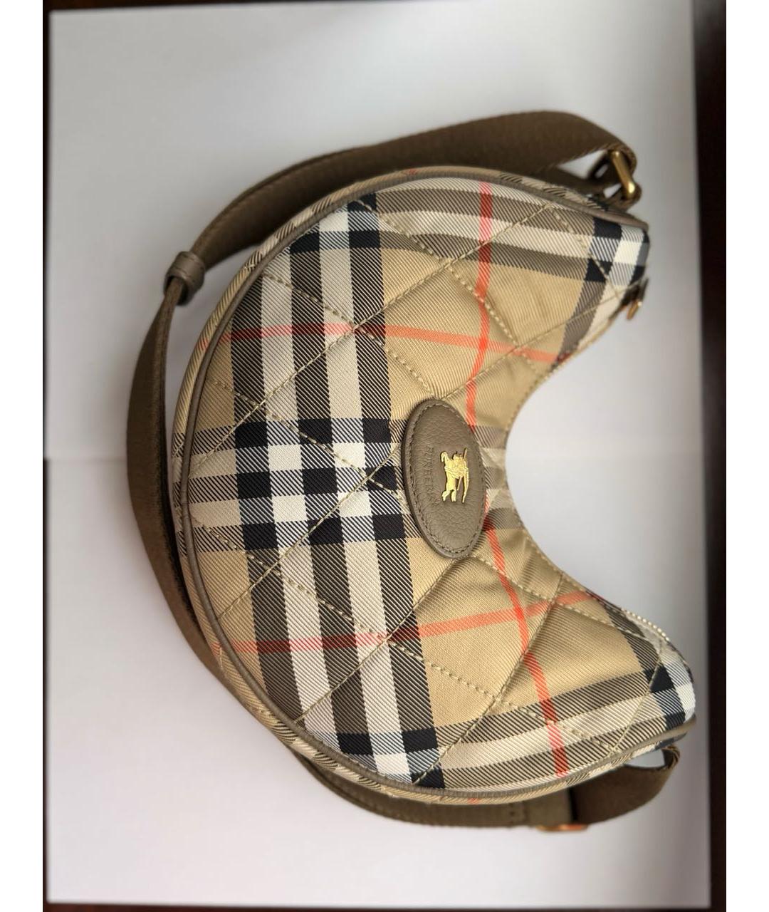 BURBERRY Бежевая тканевая сумка через плечо, фото 2