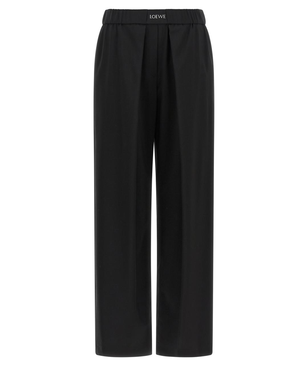 LOEWE Черные шерстяные прямые брюки, фото 1