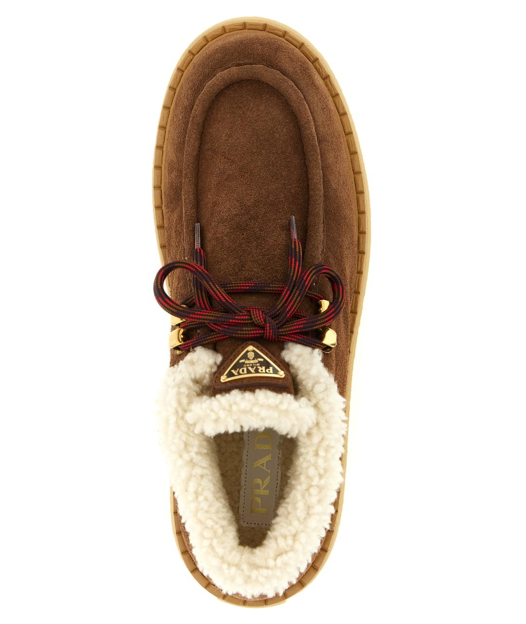PRADA Коричневые кожаные ботинки, фото 4