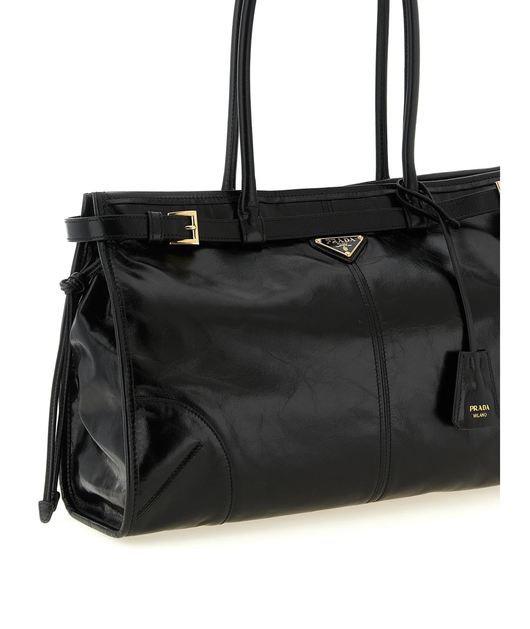 PRADA Черная кожаная сумка тоут, фото 3