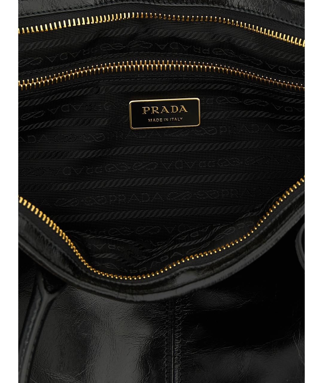 PRADA Черная кожаная сумка тоут, фото 4