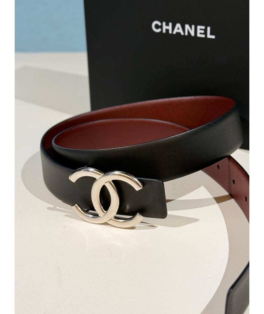 CHANEL Черный кожаный ремень, фото 3