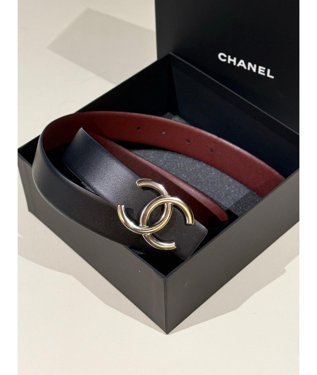 CHANEL Черный кожаный ремень, фото 2