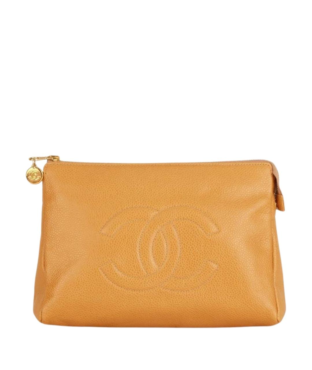 CHANEL Желтая кожаная косметичка, фото 1