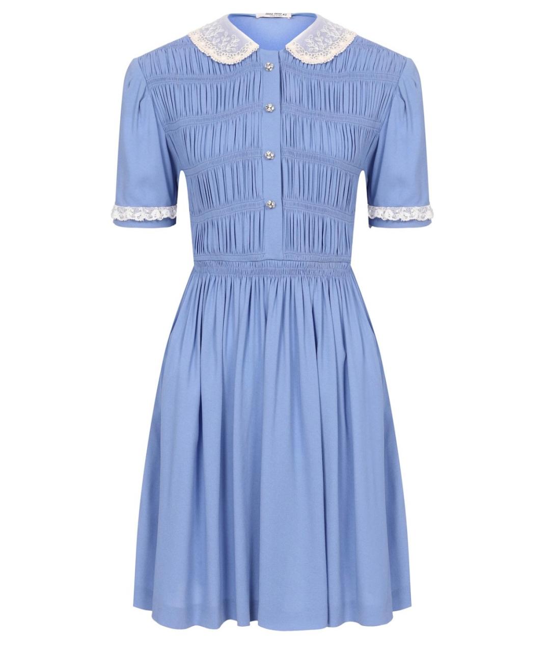 MIU MIU Голубое вискозное коктейльное платье, фото 5
