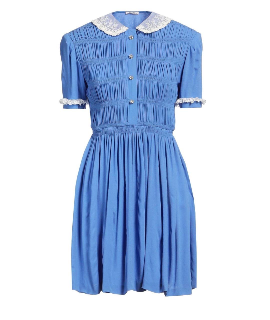 MIU MIU Голубое вискозное коктейльное платье, фото 1