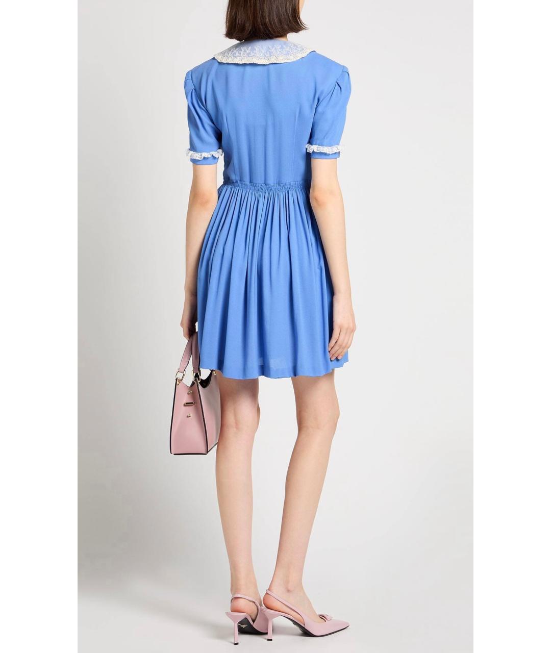 MIU MIU Голубое вискозное коктейльное платье, фото 3