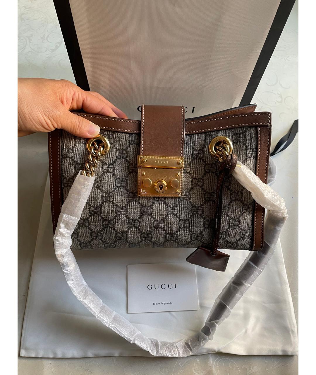 GUCCI Коричневая сумка тоут из канвы, фото 7