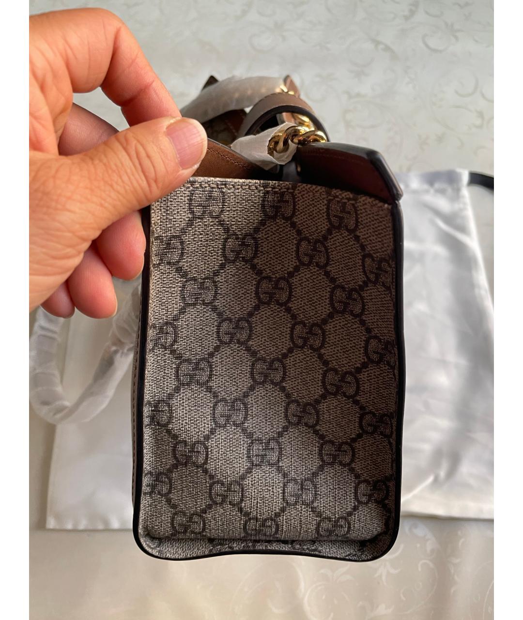 GUCCI Коричневая сумка тоут из канвы, фото 4