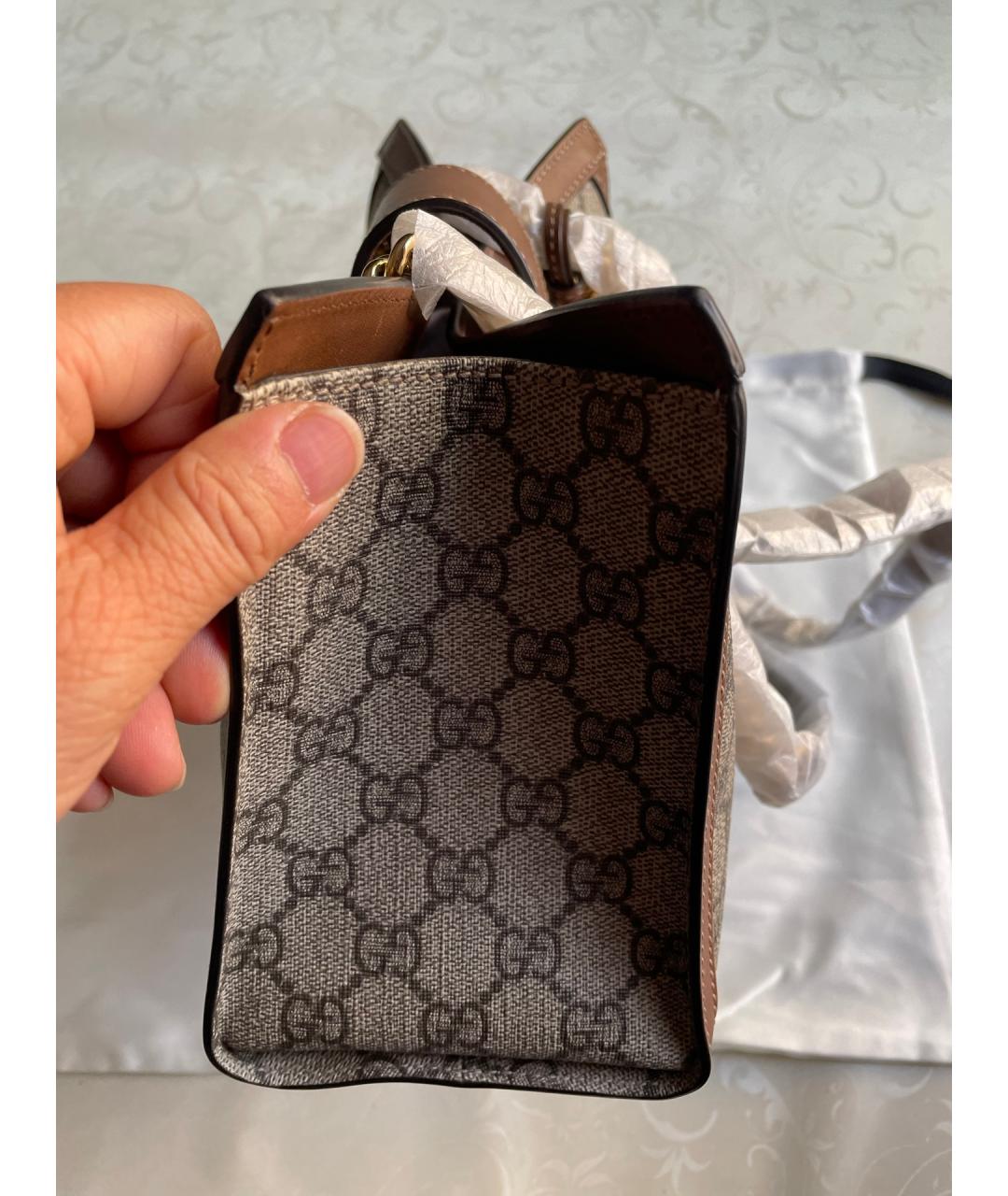 GUCCI Коричневая сумка тоут из канвы, фото 5