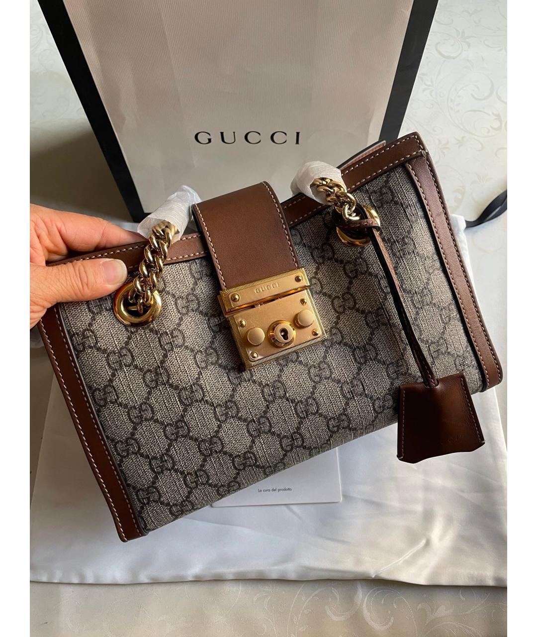 GUCCI Коричневая сумка тоут из канвы, фото 2