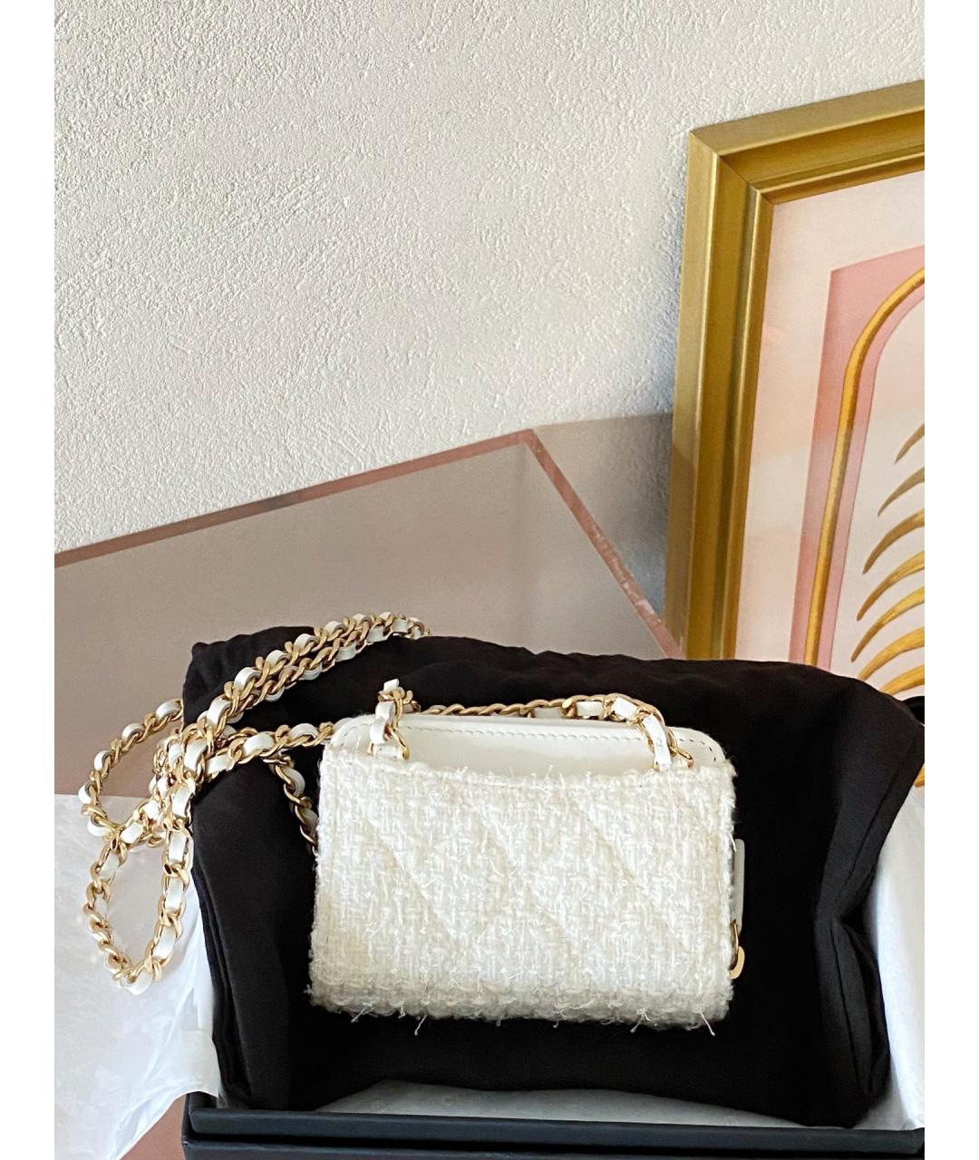 CHANEL Белая твидовая сумка через плечо, фото 4