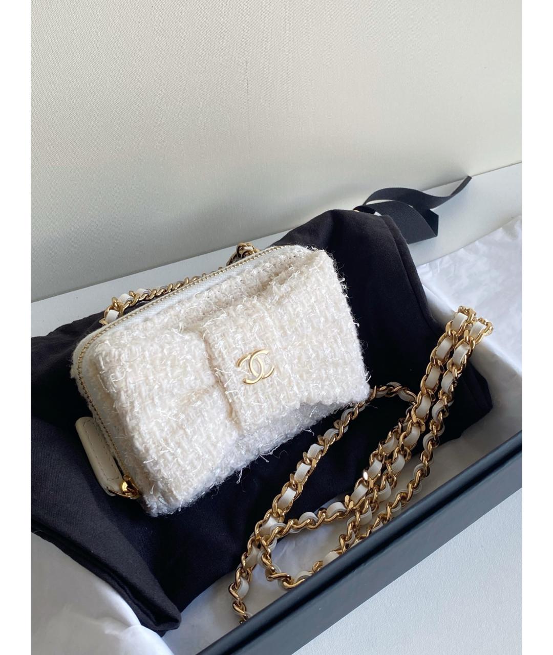 CHANEL Белая твидовая сумка через плечо, фото 6