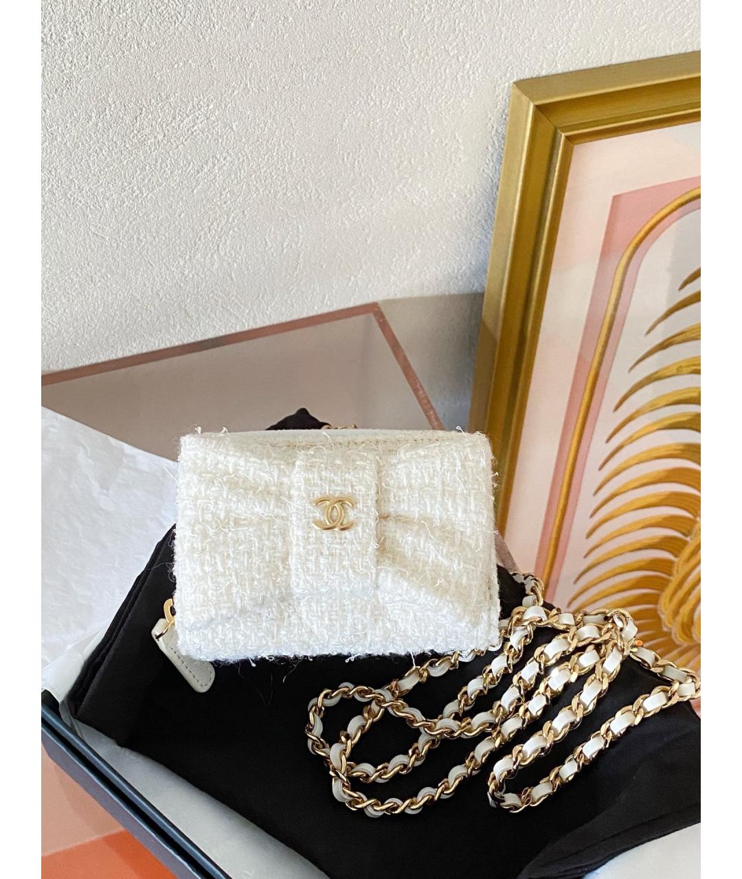 CHANEL Белая твидовая сумка через плечо, фото 3