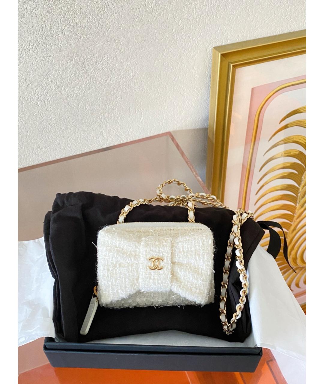 CHANEL Белая твидовая сумка через плечо, фото 2