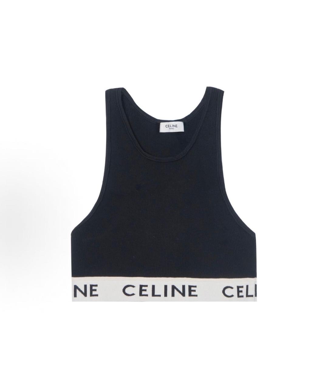 CELINE Черная хлопко-эластановая майка, фото 1