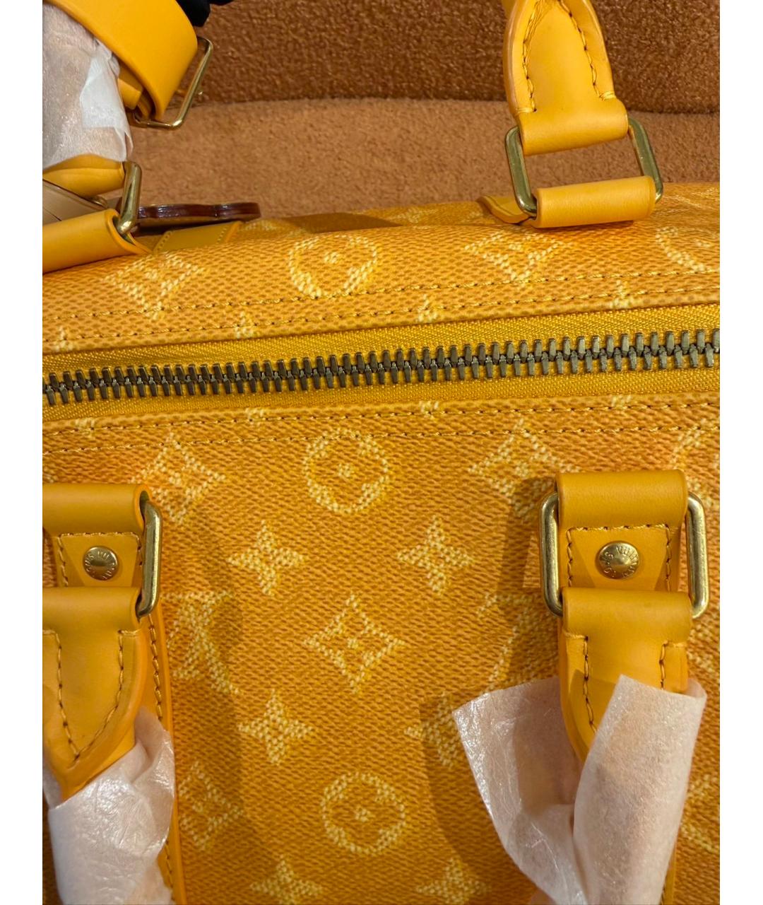 LOUIS VUITTON Желтая дорожная/спортивная сумка из канвы, фото 9