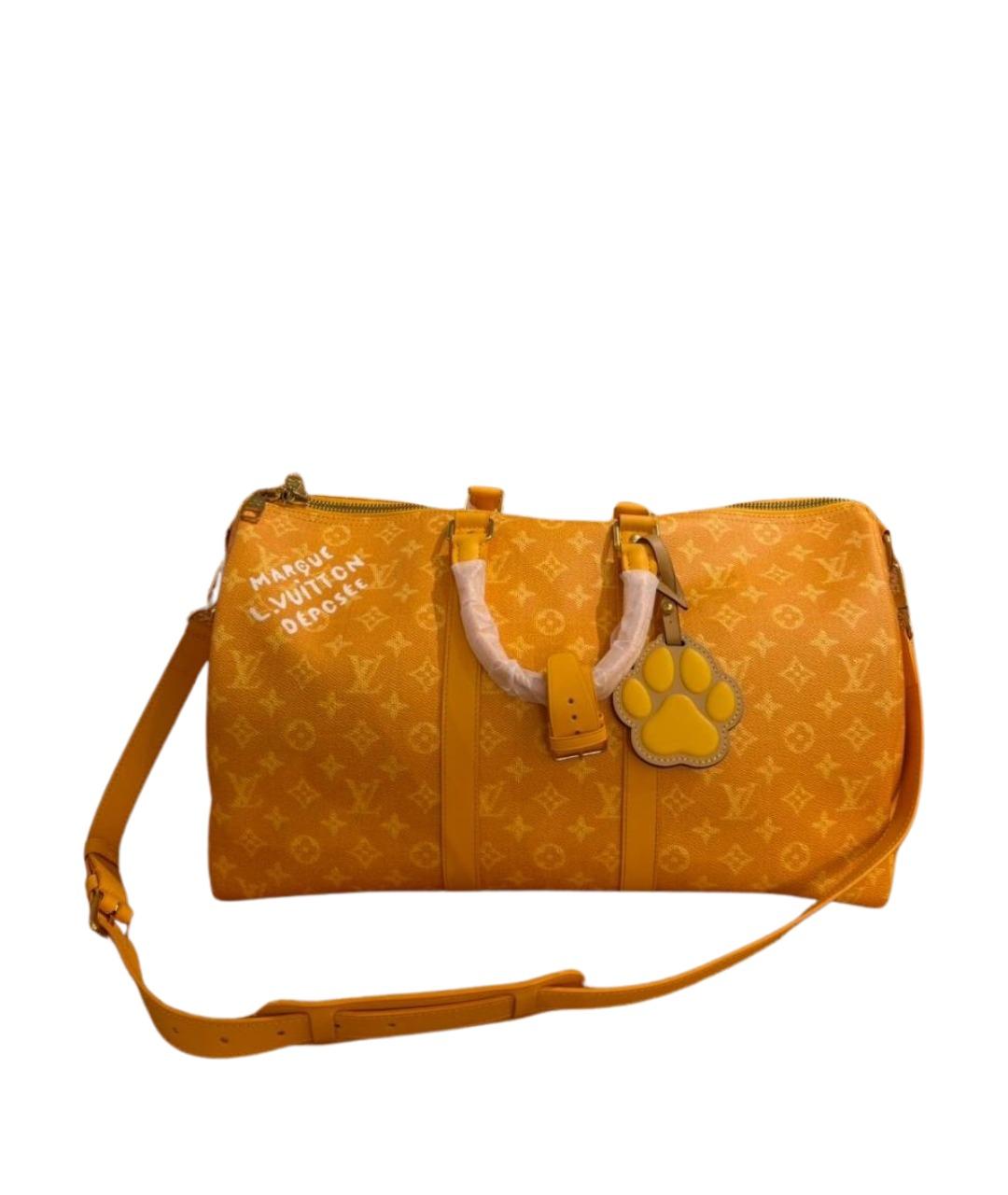 LOUIS VUITTON Желтая дорожная/спортивная сумка из канвы, фото 1