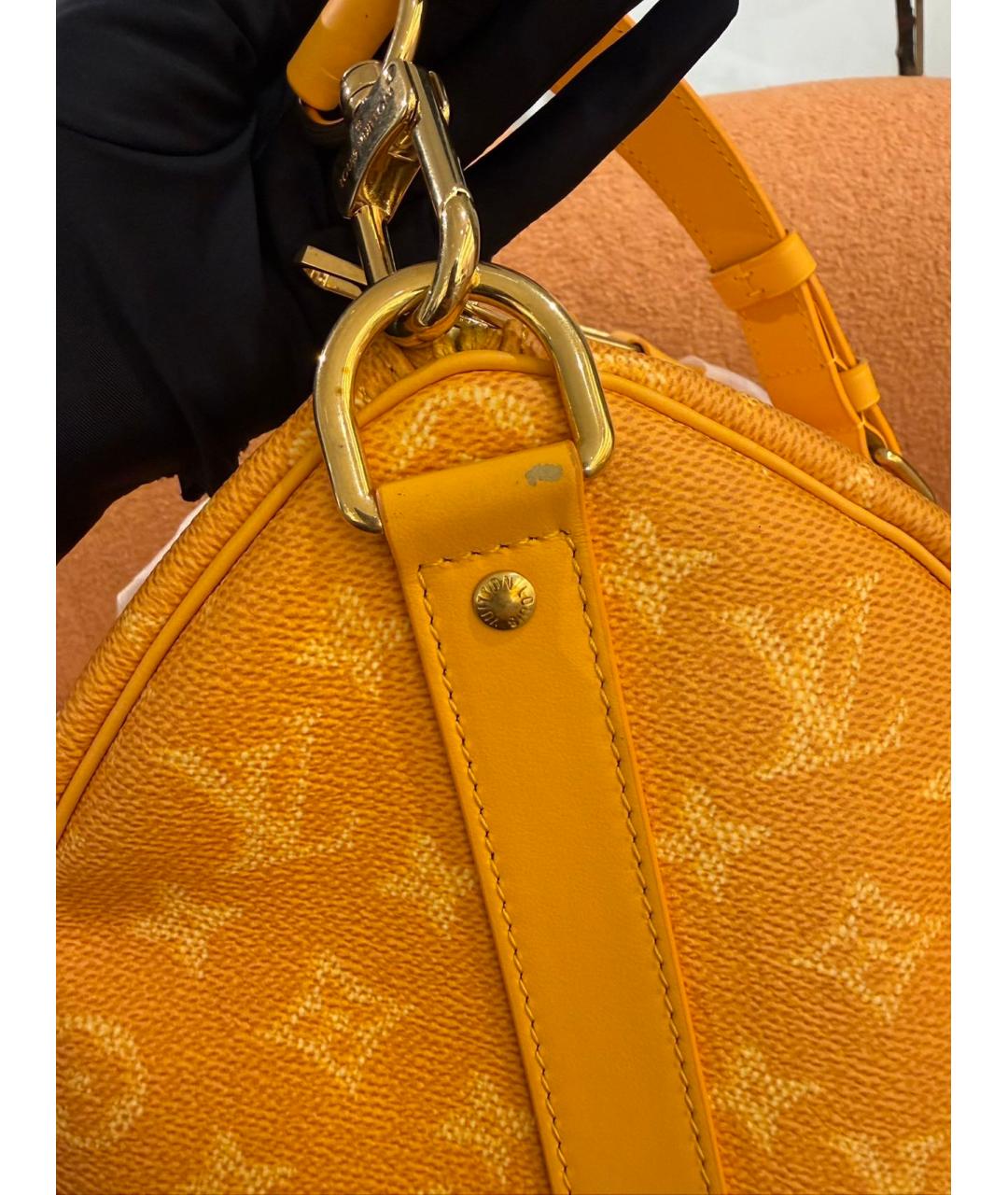 LOUIS VUITTON Желтая дорожная/спортивная сумка из канвы, фото 4
