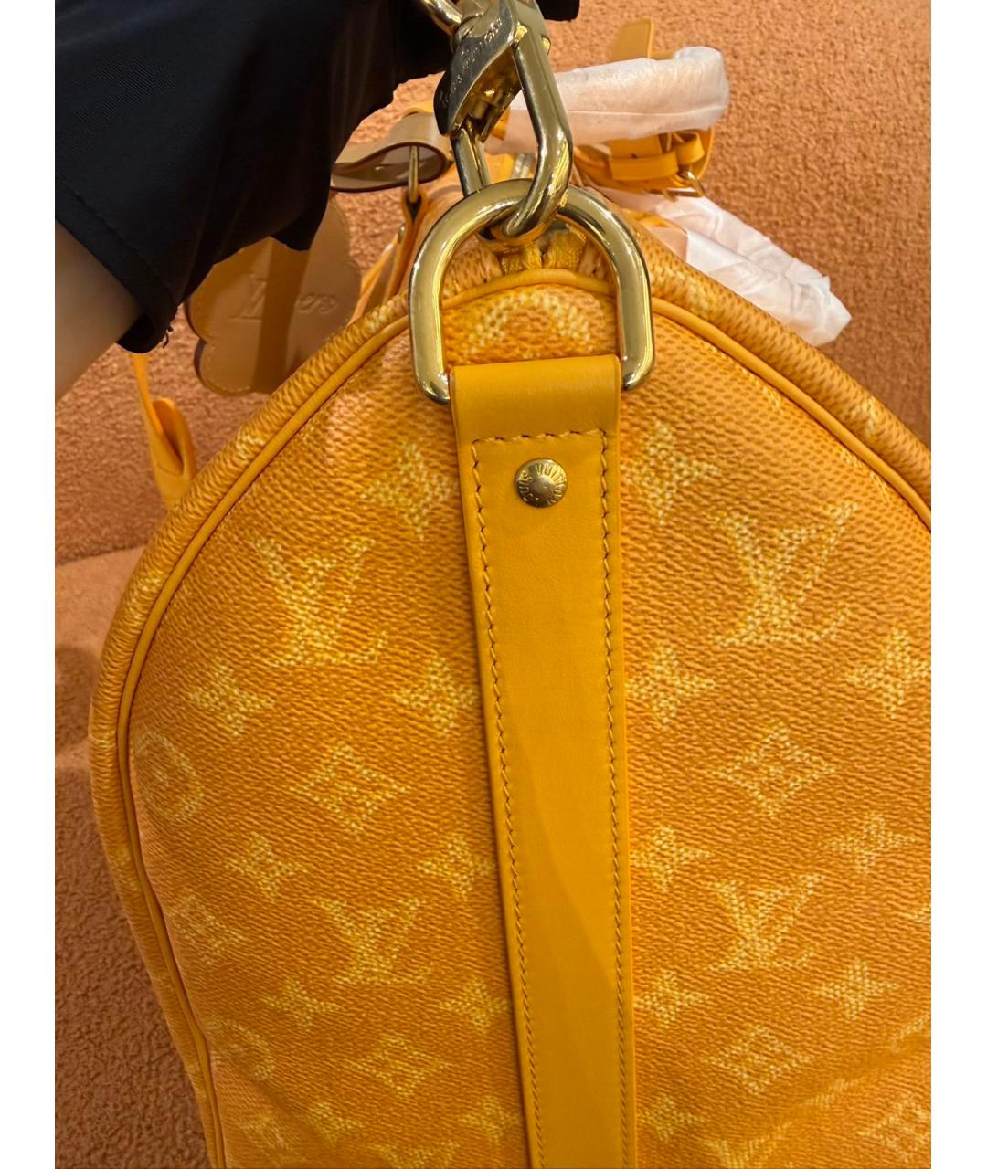 LOUIS VUITTON Желтая дорожная/спортивная сумка из канвы, фото 6