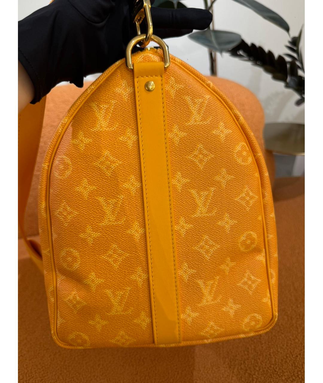 LOUIS VUITTON Желтая дорожная/спортивная сумка из канвы, фото 5