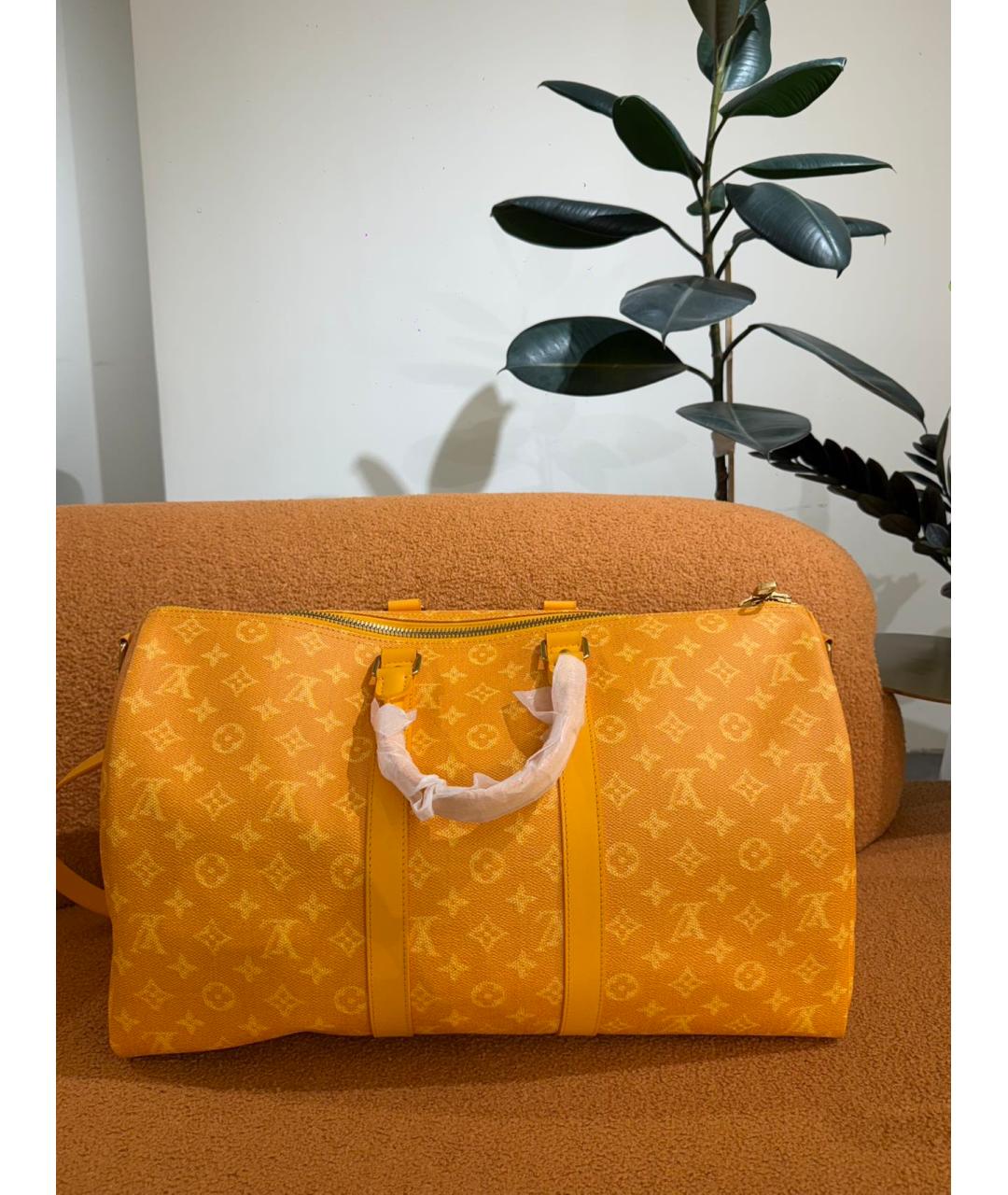 LOUIS VUITTON Желтая дорожная/спортивная сумка из канвы, фото 2
