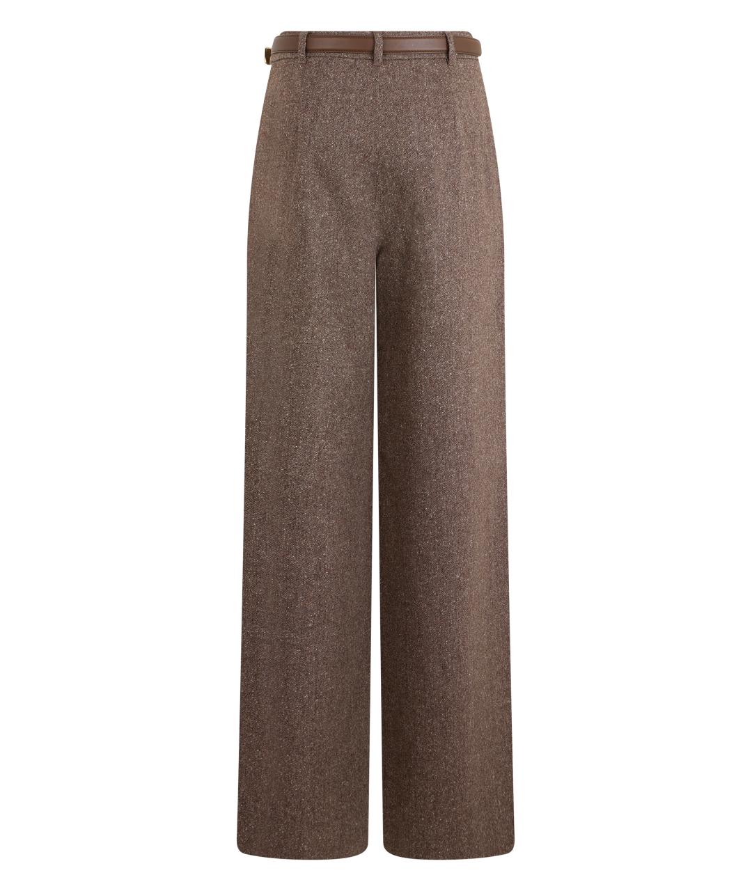MAX MARA STUDIO Коричневые шерстяные брюки широкие, фото 2