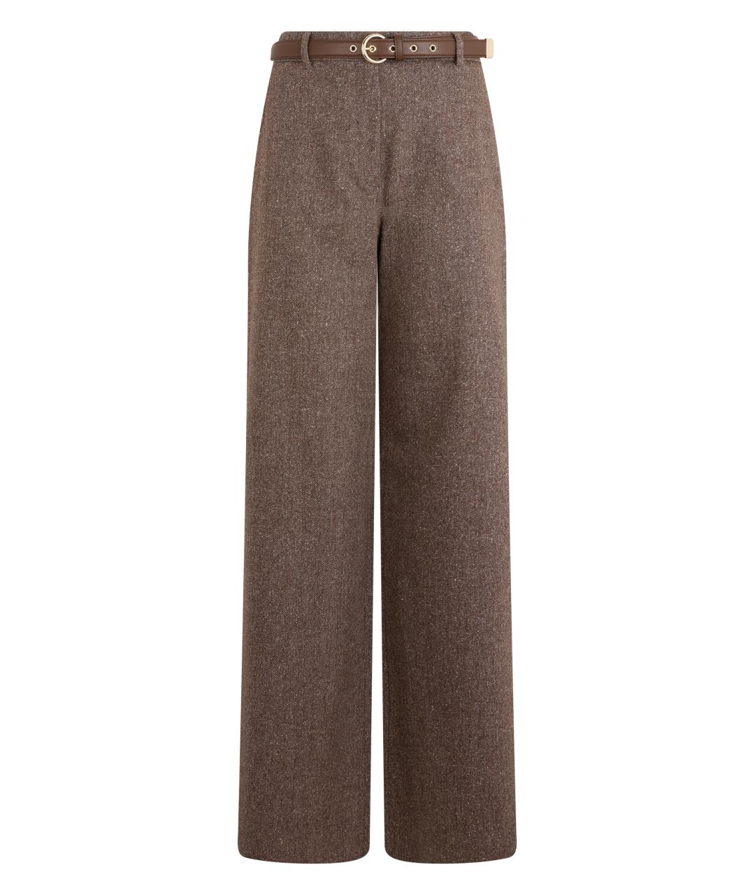 MAX MARA STUDIO Коричневые шерстяные брюки широкие, фото 1