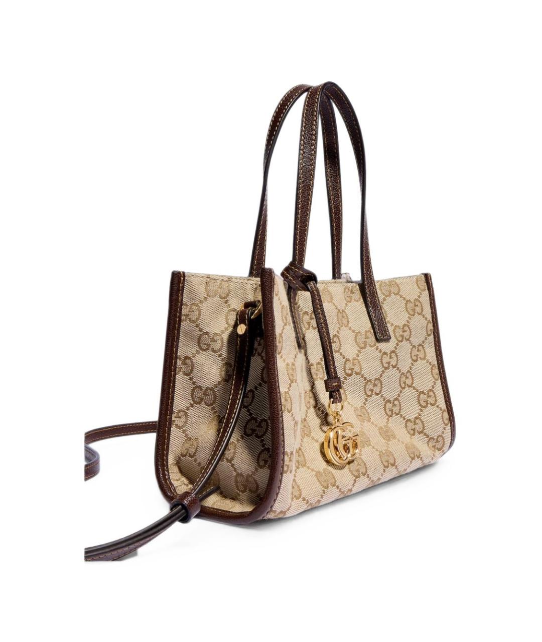 GUCCI Бежевая сумка тоут из канвы, фото 5