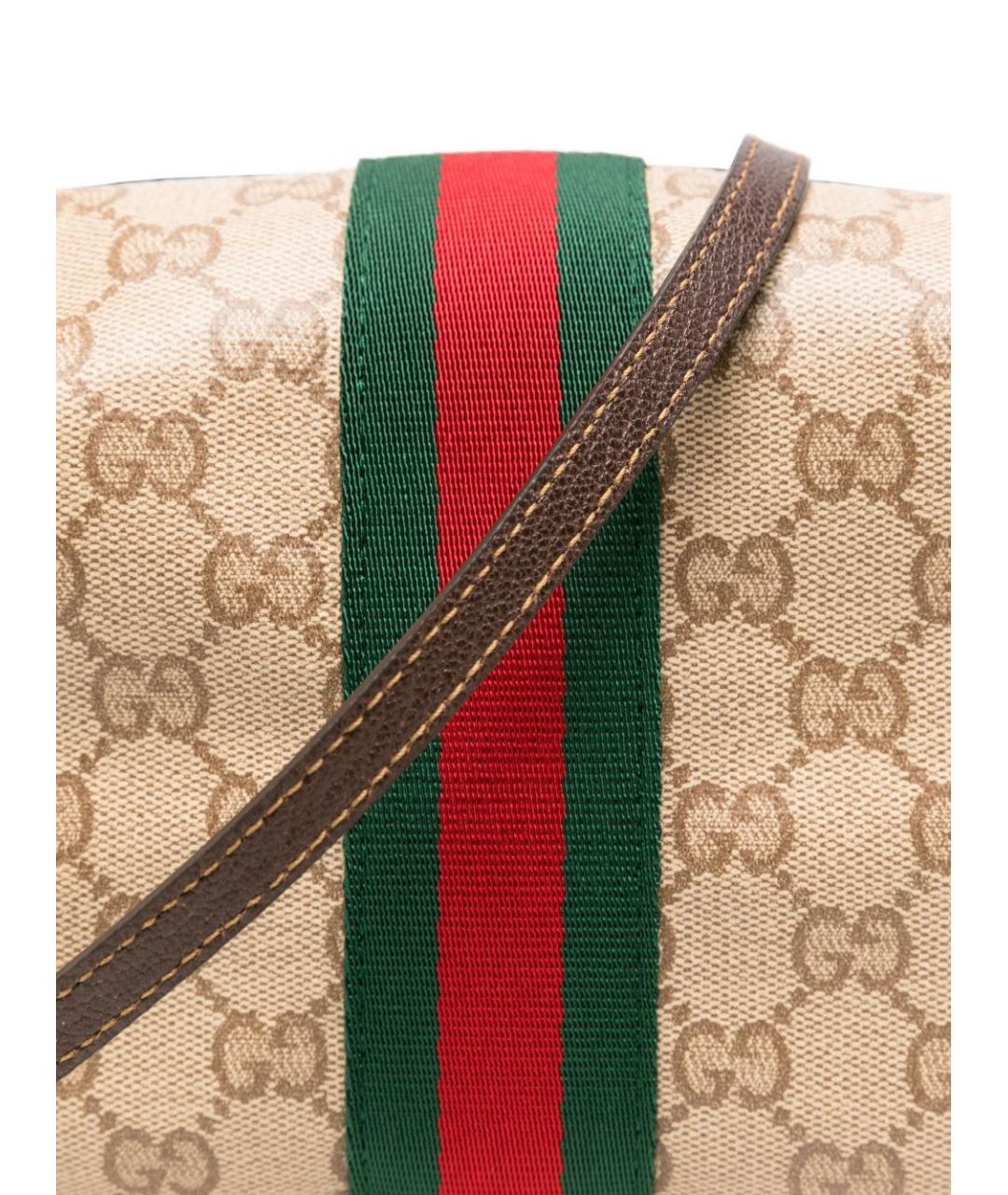 GUCCI Бежевая сумка через плечо из канвы, фото 4