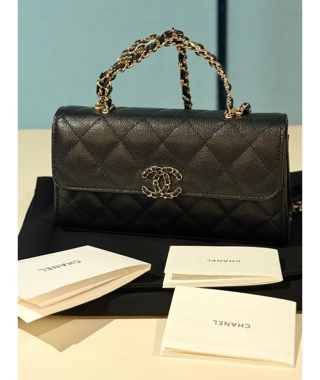 CHANEL Черная кожаная сумка через плечо, фото 8