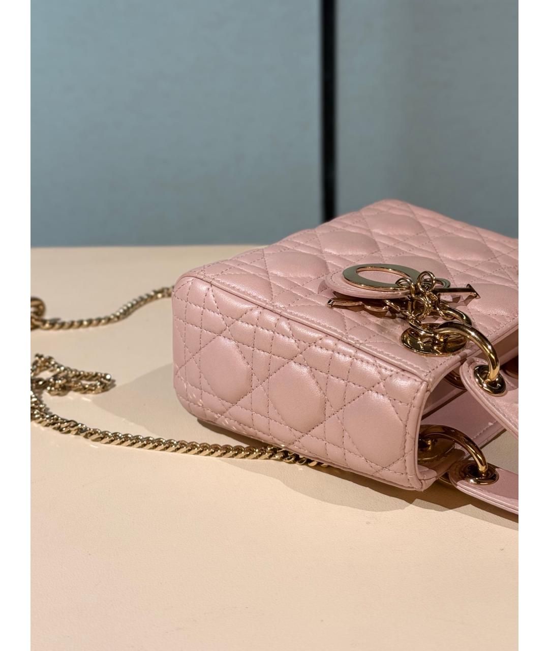 CHRISTIAN DIOR Розовая кожаная сумка с короткими ручками, фото 7