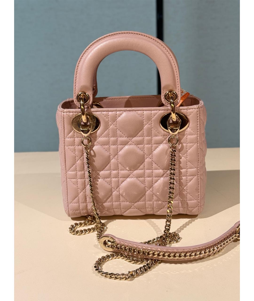 CHRISTIAN DIOR Розовая кожаная сумка с короткими ручками, фото 5