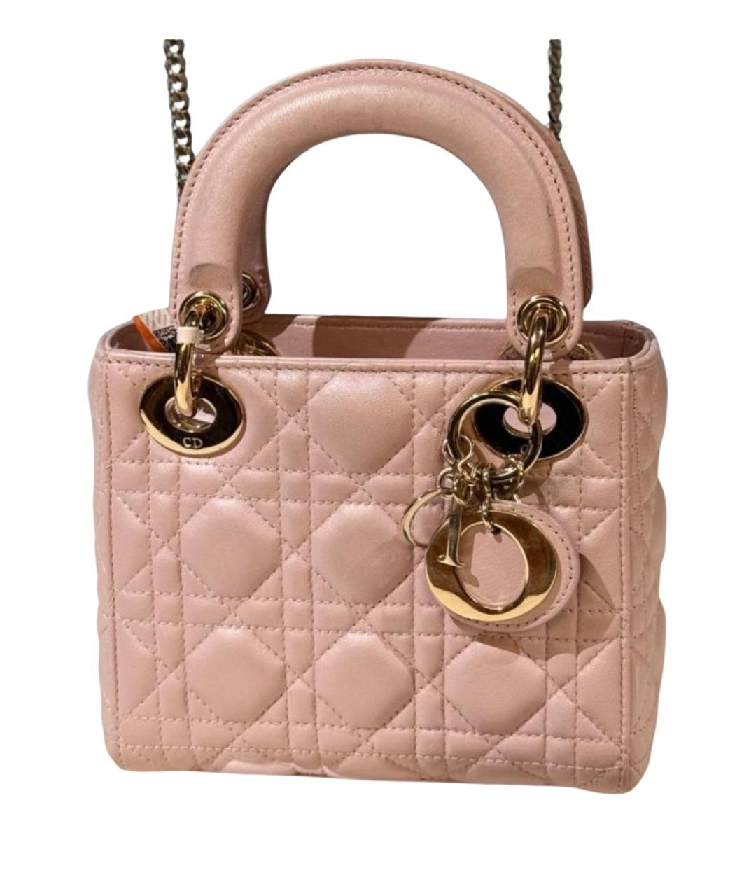 CHRISTIAN DIOR Розовая кожаная сумка с короткими ручками, фото 1