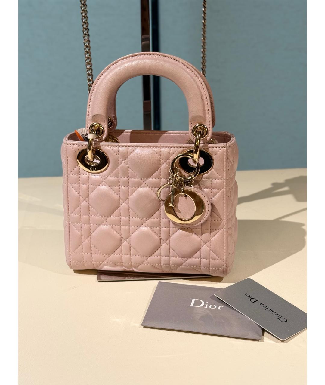 CHRISTIAN DIOR Розовая кожаная сумка с короткими ручками, фото 8