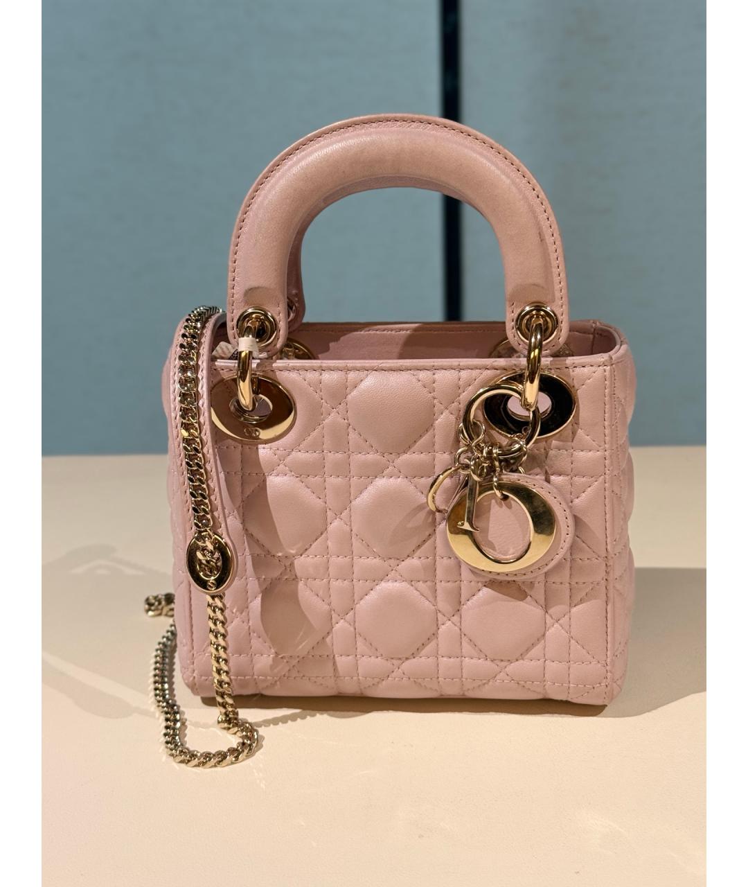 CHRISTIAN DIOR Розовая кожаная сумка с короткими ручками, фото 2
