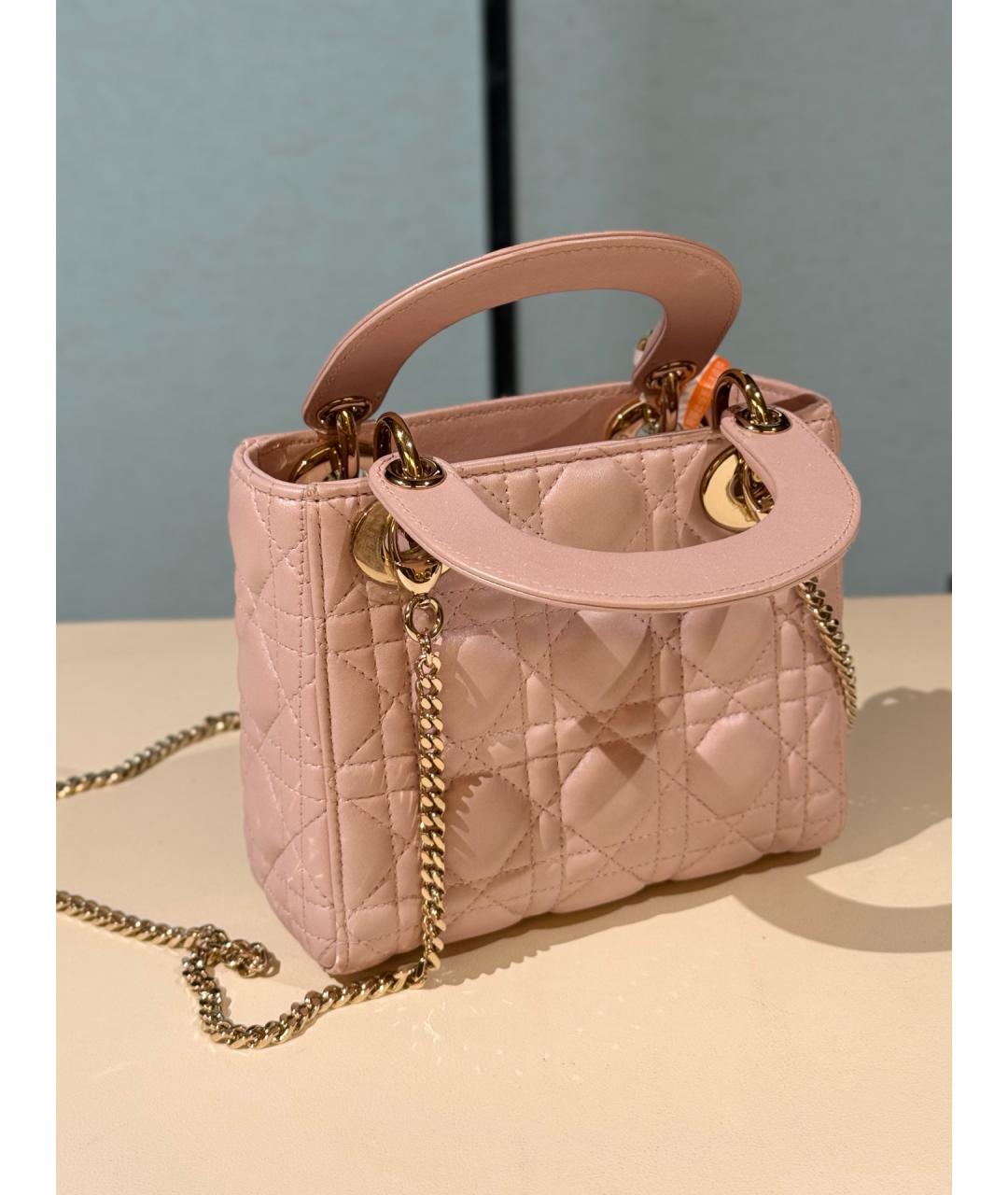 CHRISTIAN DIOR Розовая кожаная сумка с короткими ручками, фото 6