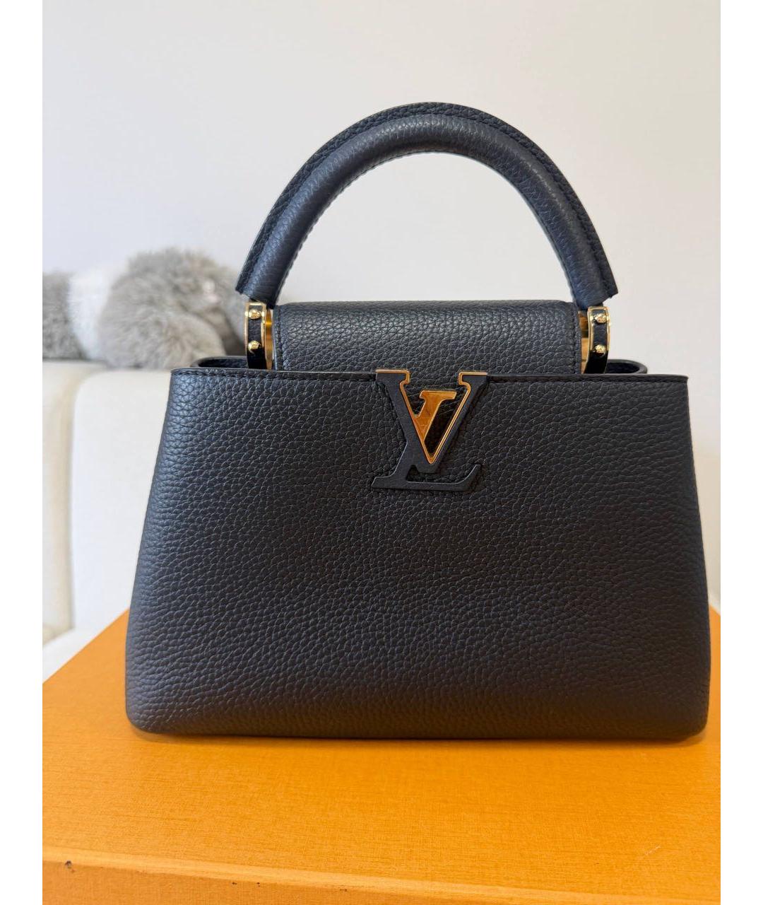 LOUIS VUITTON Черная кожаная сумка с короткими ручками, фото 2