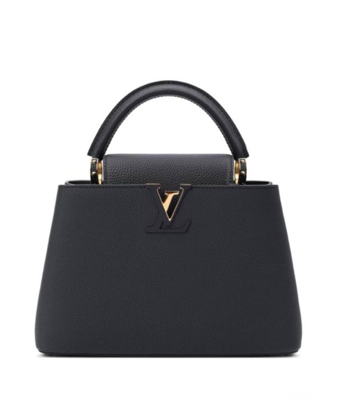 LOUIS VUITTON Черная кожаная сумка с короткими ручками, фото 1