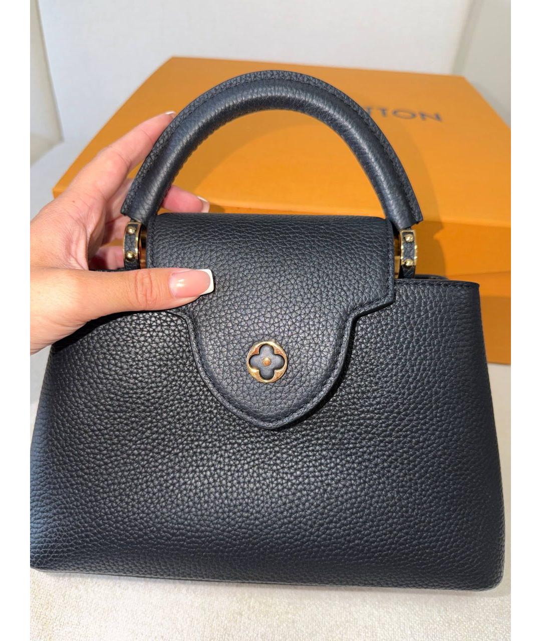 LOUIS VUITTON Черная кожаная сумка с короткими ручками, фото 3