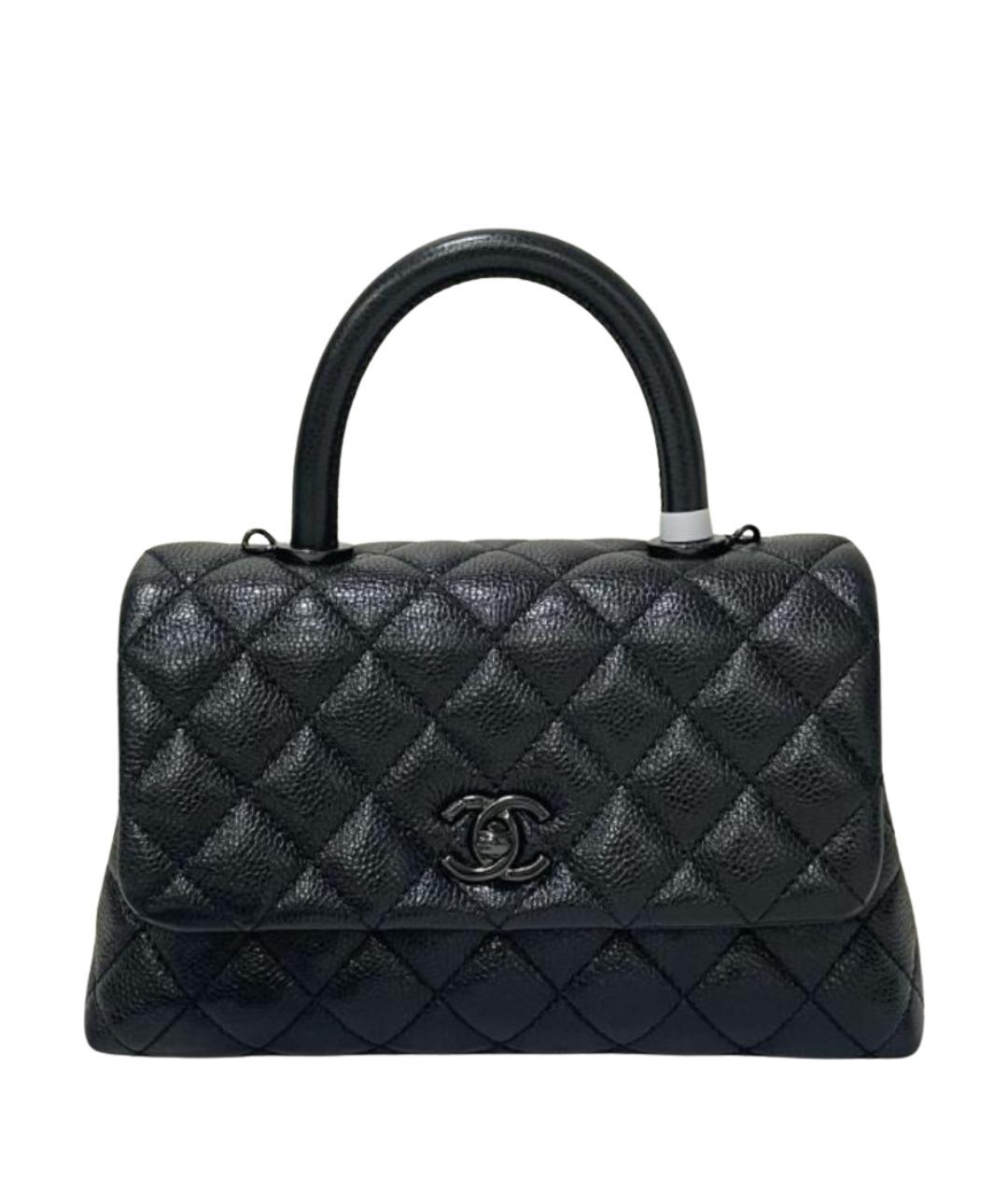 CHANEL Черная кожаная сумка с короткими ручками, фото 1