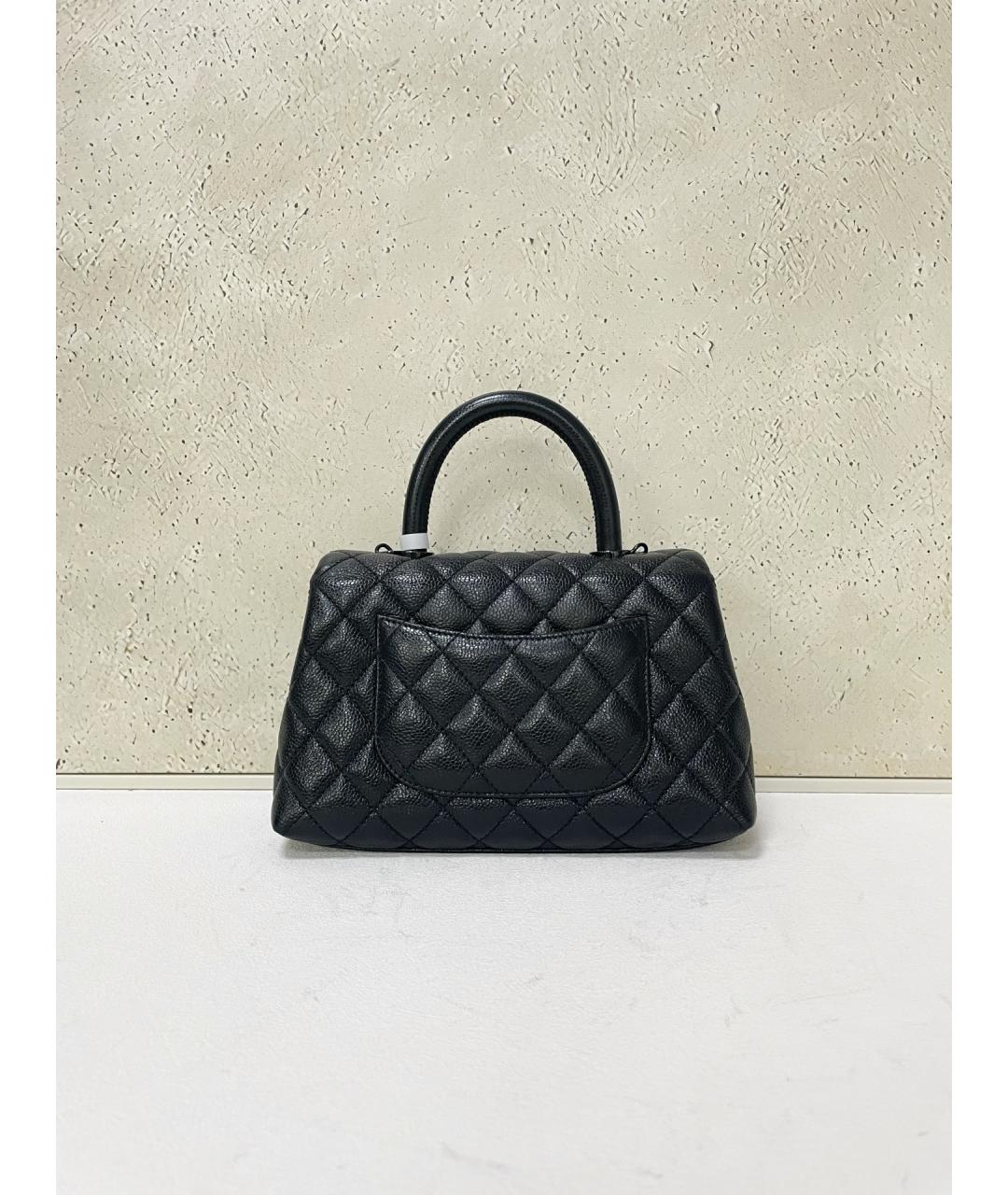 CHANEL Черная кожаная сумка с короткими ручками, фото 2