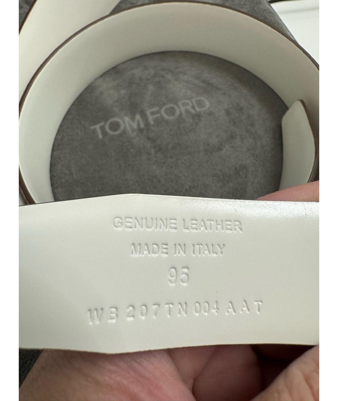 TOM FORD Бежевый кожаный ремень, фото 3