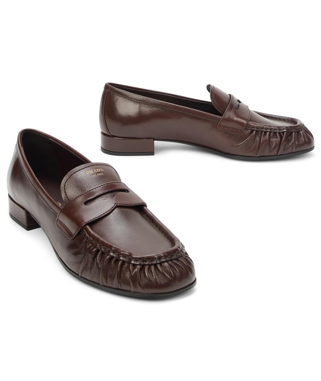 PRADA Коричневые кожаные лоферы, фото 2