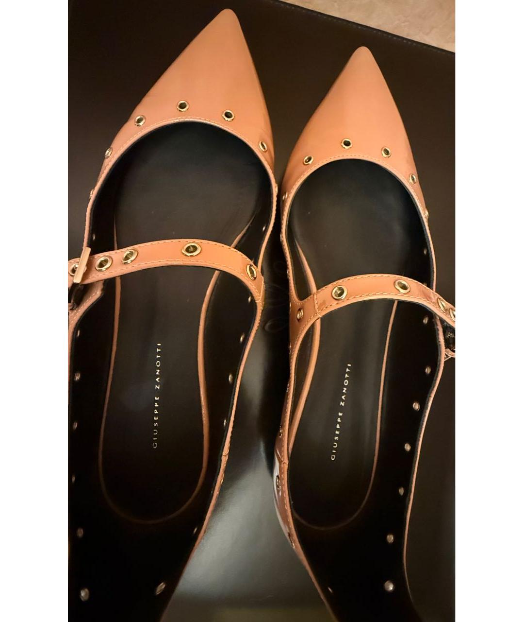 GIUSEPPE ZANOTTI DESIGN Коралловые кожаные балетки, фото 3