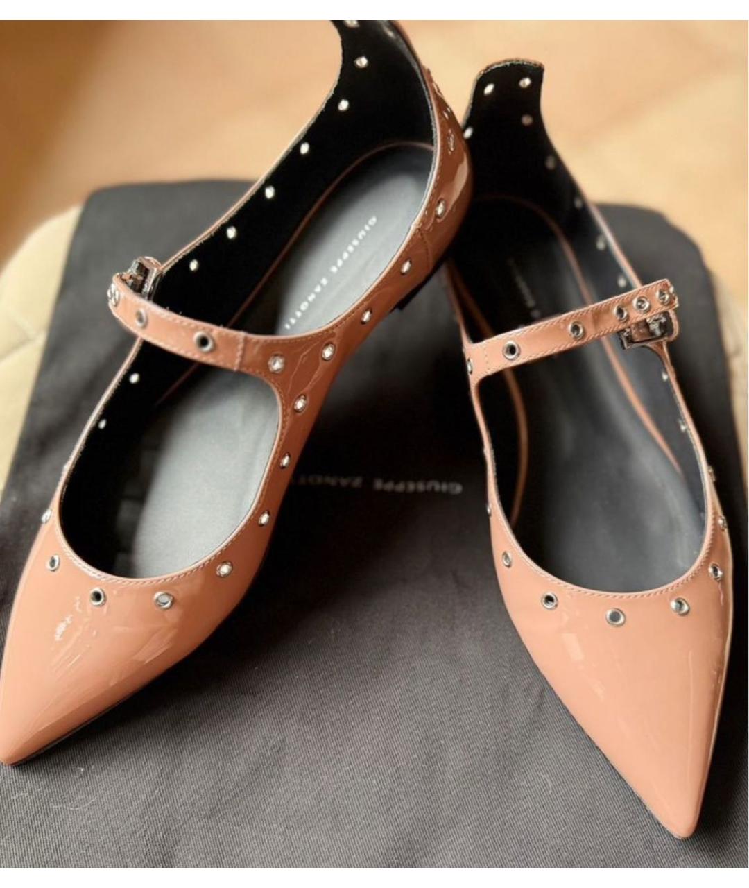 GIUSEPPE ZANOTTI DESIGN Коралловые кожаные балетки, фото 7