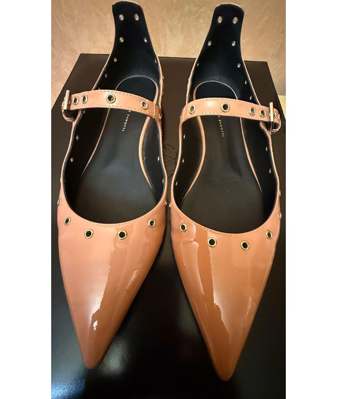 GIUSEPPE ZANOTTI DESIGN Коралловые кожаные балетки, фото 2
