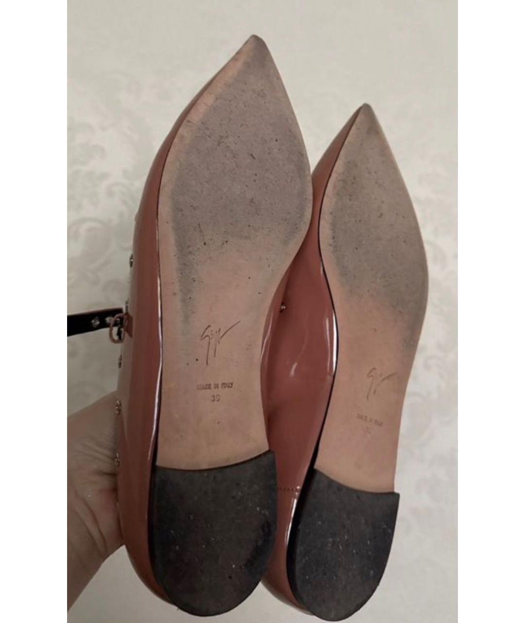 GIUSEPPE ZANOTTI DESIGN Коралловые кожаные балетки, фото 8