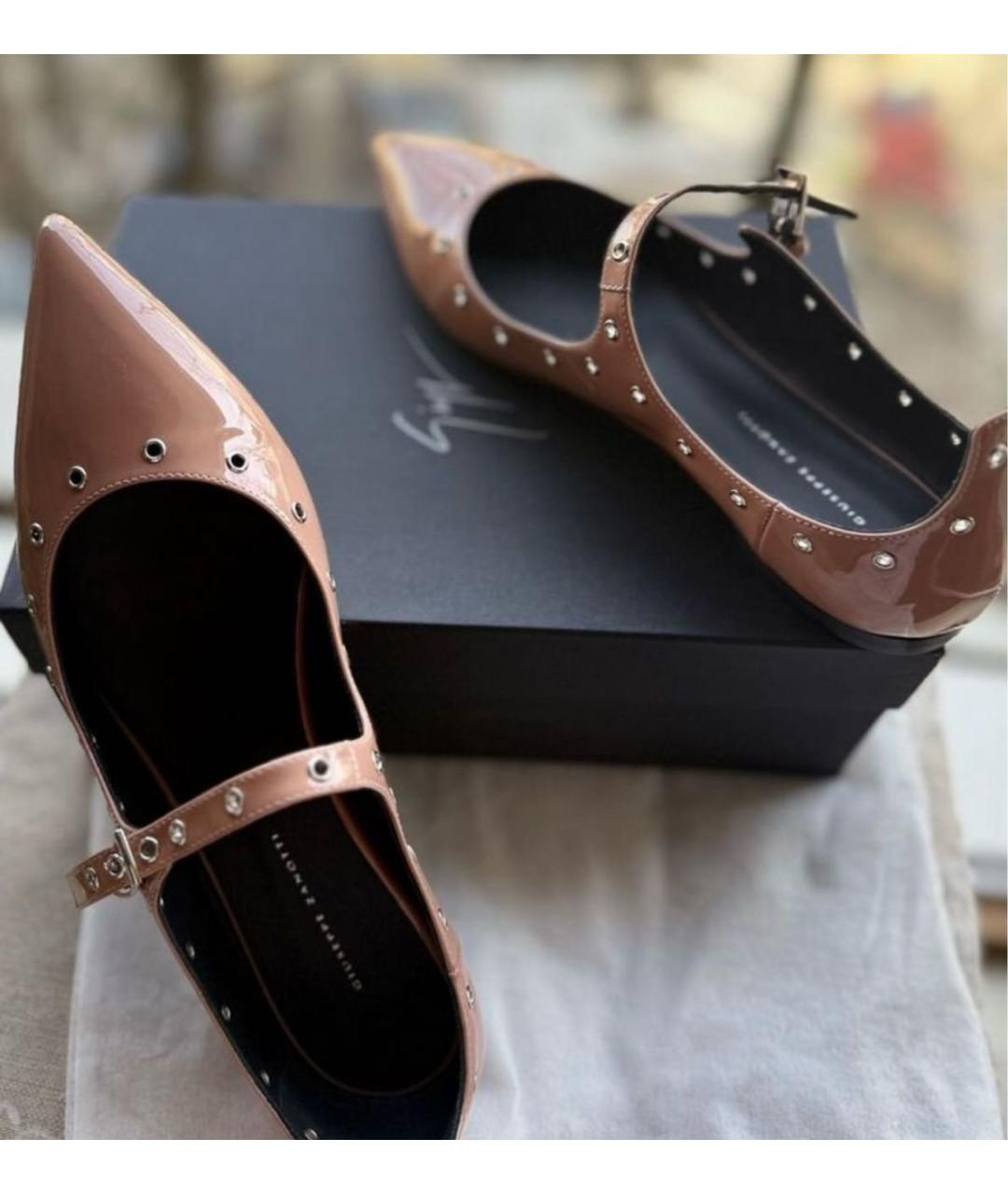 GIUSEPPE ZANOTTI DESIGN Коралловые кожаные балетки, фото 6